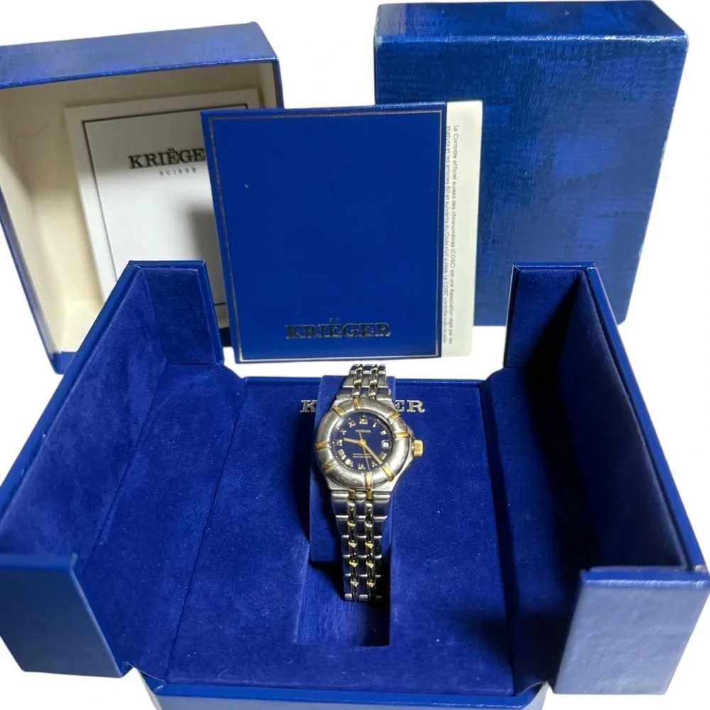KRIEGER QUARTZ CHRONOMETER WATCH #4001315 WITH BOX & CERTIFICATES